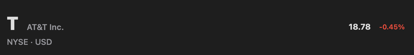 AT&T Inc.
NYSE • USD
18.78
-0.45%