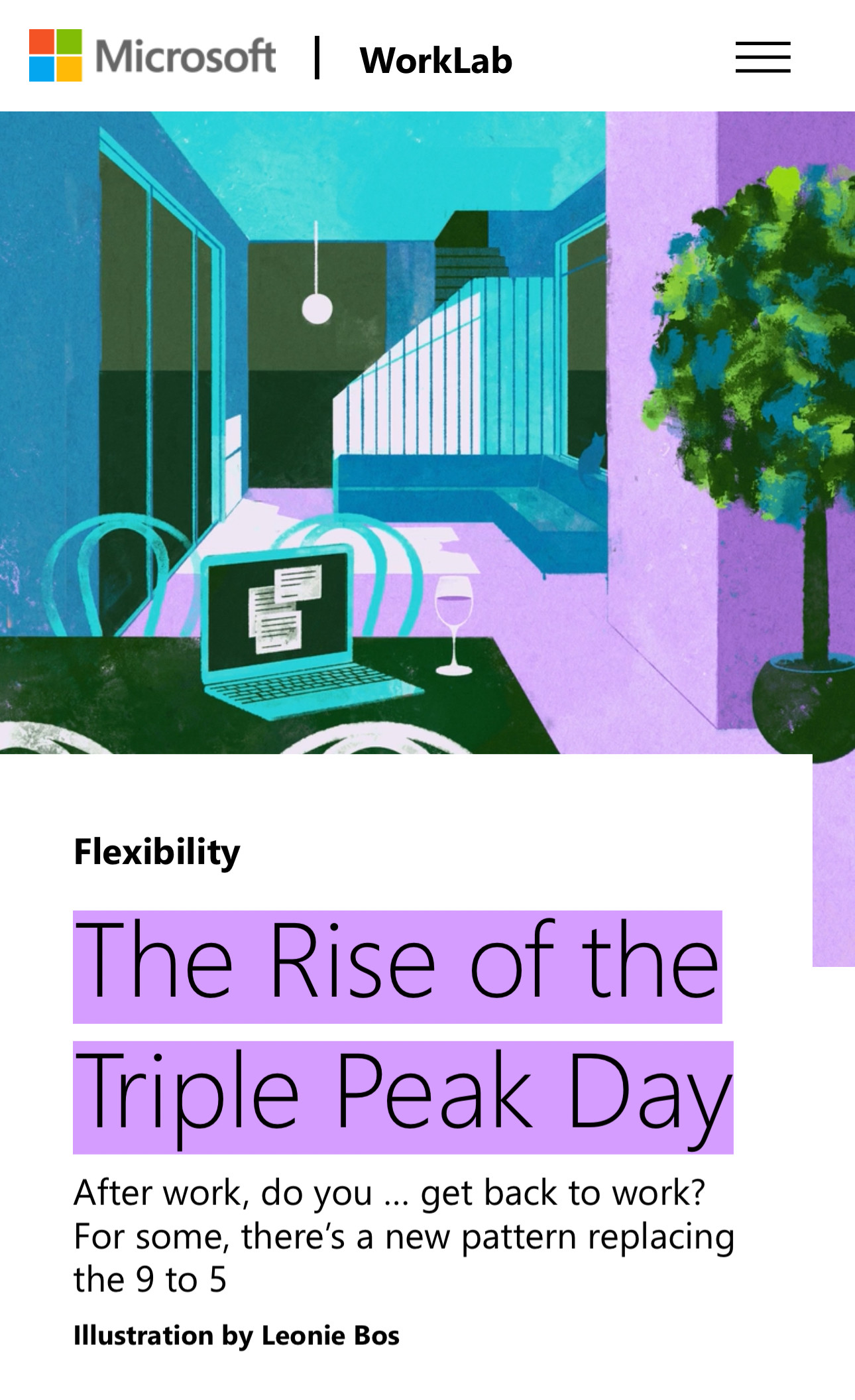 Microsoft WorkLab headline:”The Rise of the Triple Peak Day”
