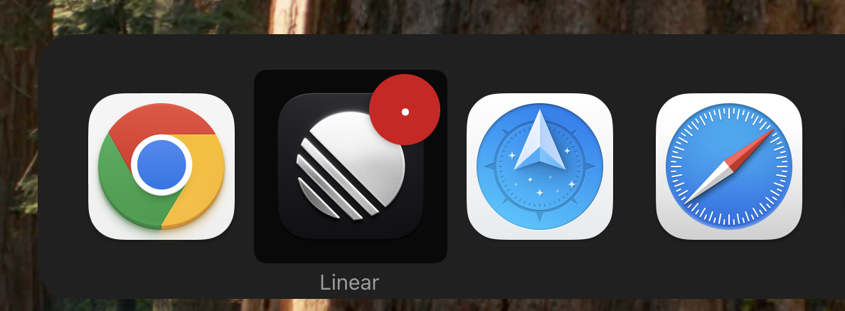 Four separate OS X icons that are circular icons inside a rounded edge square border.